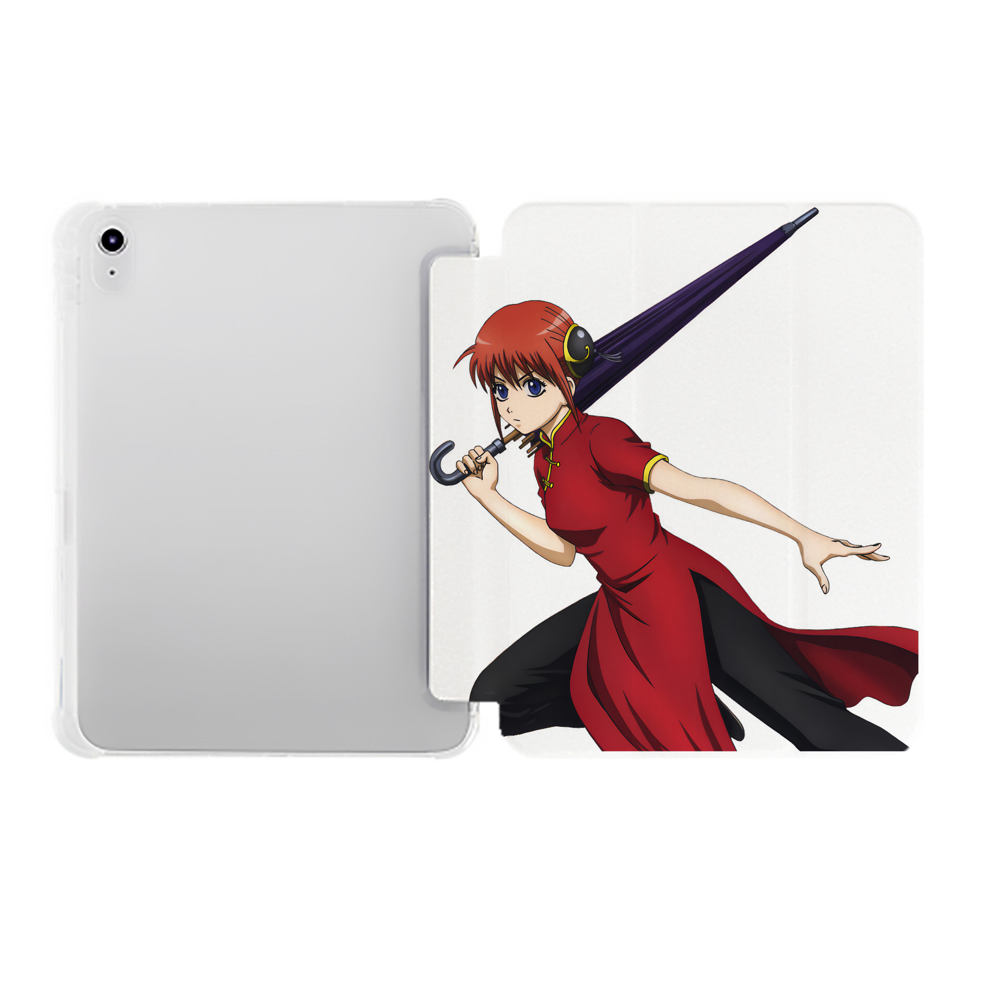 （画像用） ぎんたま 坂田銀時（さかたぎんとき） 神楽 志村新八（しむら しんぱち） GINTAMA Sakata Gintoki Kagura Shimura Shinpachi IPad ケース ペン収納付き 三つ折りスタンド PUレザー×シリコン 対応機種9.5/10.5/10.9インチ